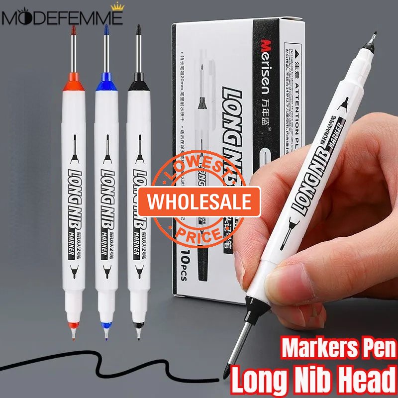 [Harga Grosir] [Unggulan] Double Headed Deep Hole Marker Pen 20mm Penanda Nib Panjang Cepat Kering Pen Perforating Logam Tahan Air Kamar Mandi Woodworking Konstruksi Marker