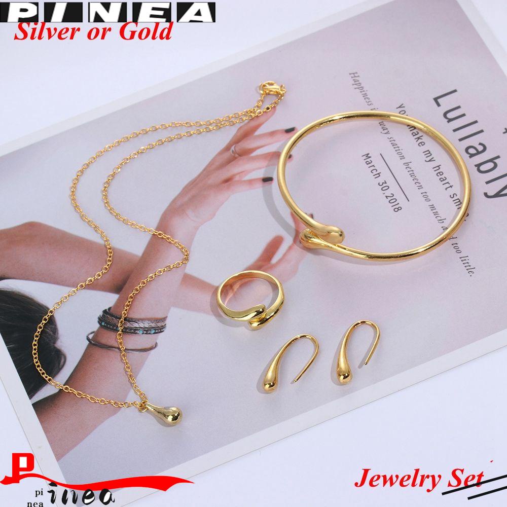 Nanas Set Perhiasan Adjustable Wanita Cincin Perak Terbuka Bangle