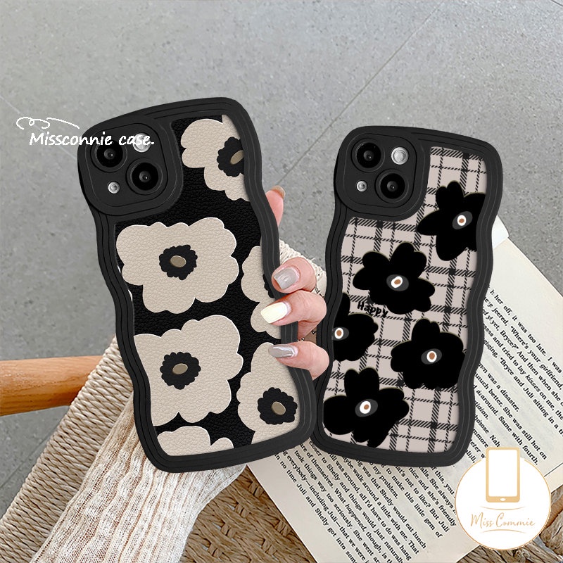 Casing Ponsel Bunga Retro Untuk Redmi 9C 10C 10 12C A1 9A 9 10A 9T A1+Note9 11s 11 10s 9s 8 10 Pro Mi 11T Pro POCO M3 X3 NFC Pro Motif Kotak Pinggir Bergelombang Lembut Tpu Bunga Belakang Sarung