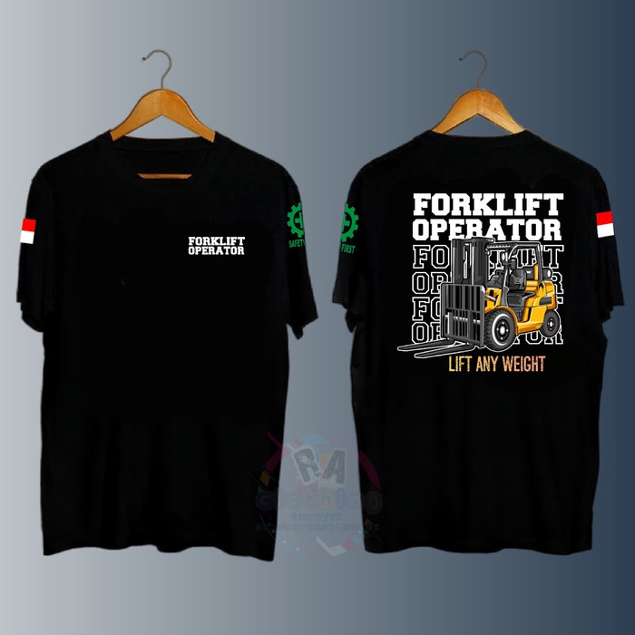 KAOS FORKLIFT OPERATOR BAJU FORKLIFT OPERATOR COTTON PREMIUM - Hitam, XL