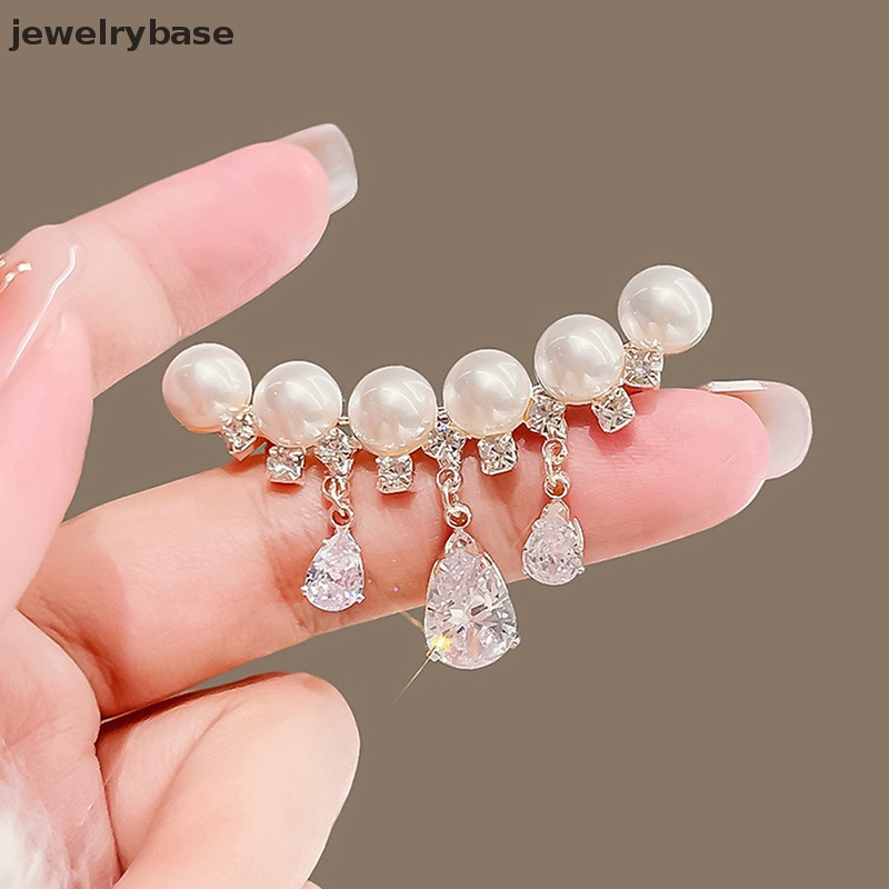 [jewelrybase] Fashion Mutiara Tetesan Air Berlian Imitasi Lapel Bros Pin Wanita Perhiasan Aksesoris Pesta Butik