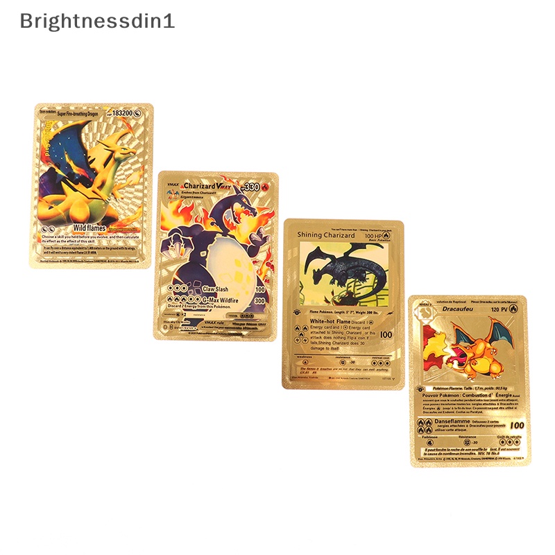 [Brightnessdin1] 54pcs Kartu Pokemon Logam Emas Vmax GX Koleksi Kartu Energi Battle Card Boutique