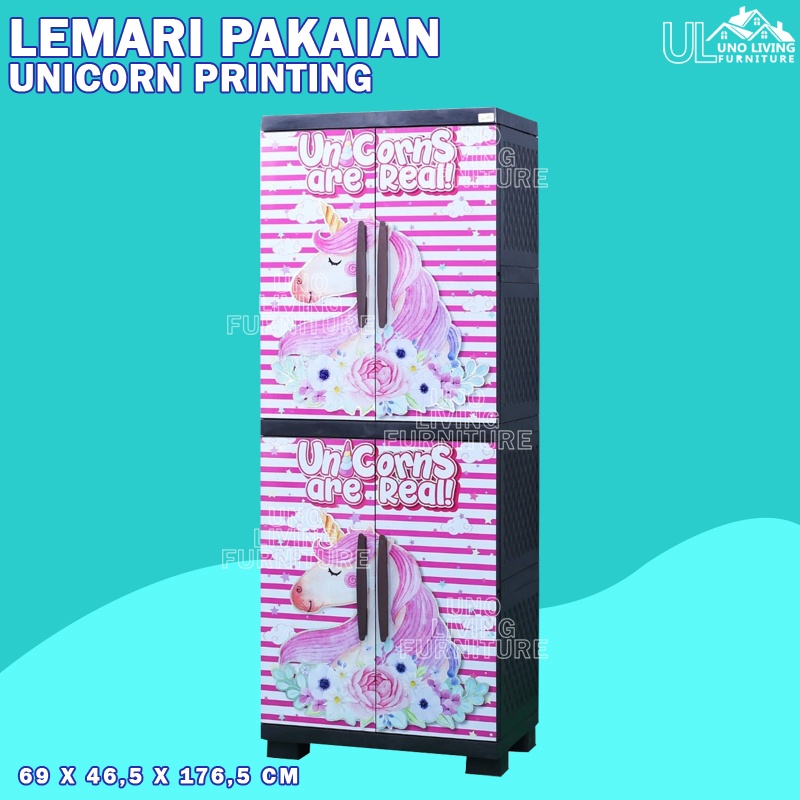 JUMBO! Lemari Pakaian Plastik Jumbo Lemari 4 Susun Lemari Anak Printing Lemari Pakain Karakter Anak Alta Unicorn