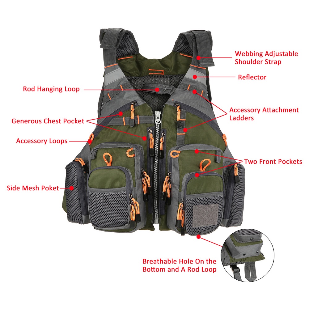 Baju Memancing Rompi Pancing Fishing Life Jacket Multi Slot GDS09