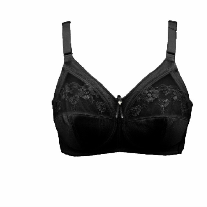 Beha bh kutang bra wanita wacoal IB 2092 full cup no busa no kawat - Hitam, 75B / 34B