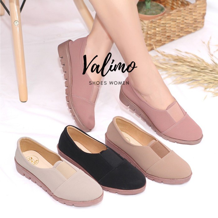 SEPATU WANITA SLIP ON REZILIA - VALIMO - Merah Muda, 37