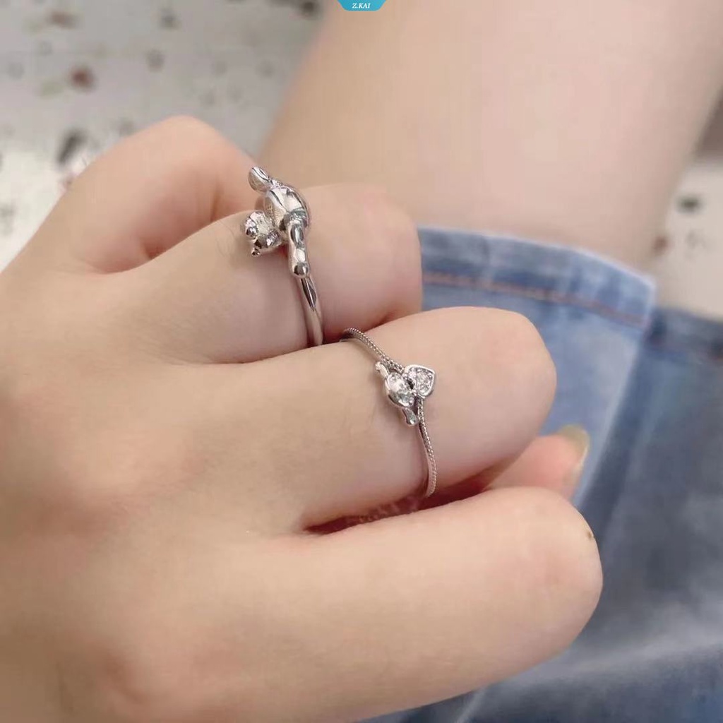 Sanrio Kawaii Cinnamoroll Jari Cincin Desain Terbukafashion Perhiasan Cincin Wanita Gadis Muda Anak Hadiah Cincin Yang Dapat Disesuaikan Ornamen Anniversary Pecinta Romantis [ZK]