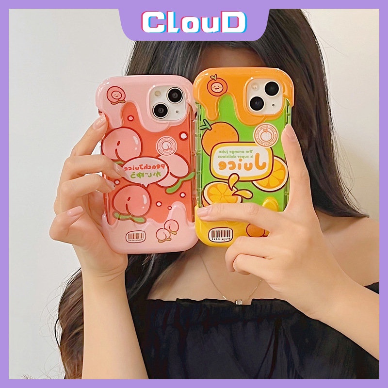 Musim Panas Fruits 3D Ice Cream Cute Case Kompatibel Untuk IPhone 7Plus XR 11 13 14 12 Pro Max 7 8 Plus X XS Max SE 2020 8Plus INS Korea Peaches Jeruk Silicon Lembut Penutup Belakang