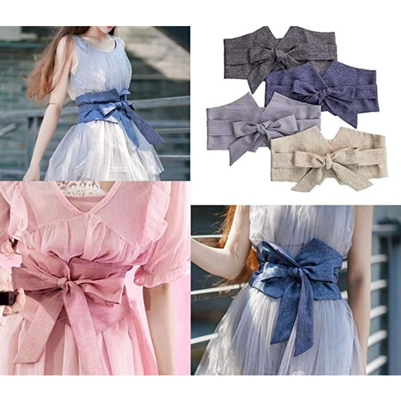 Obi Belt Pita Sabuk Wanita Satin Panjang 200cm Lebar 13cm Ikat Pinggang Fashion