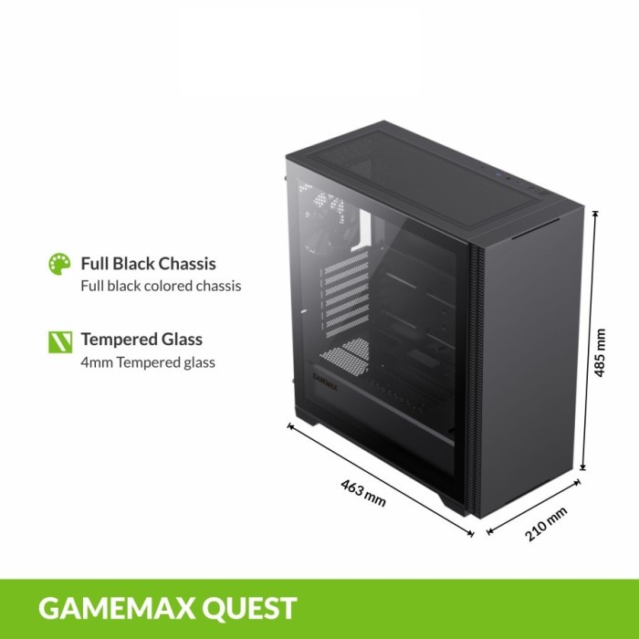 Casing GameMax Quest Mid Tower E-ATX Gaming PC Case