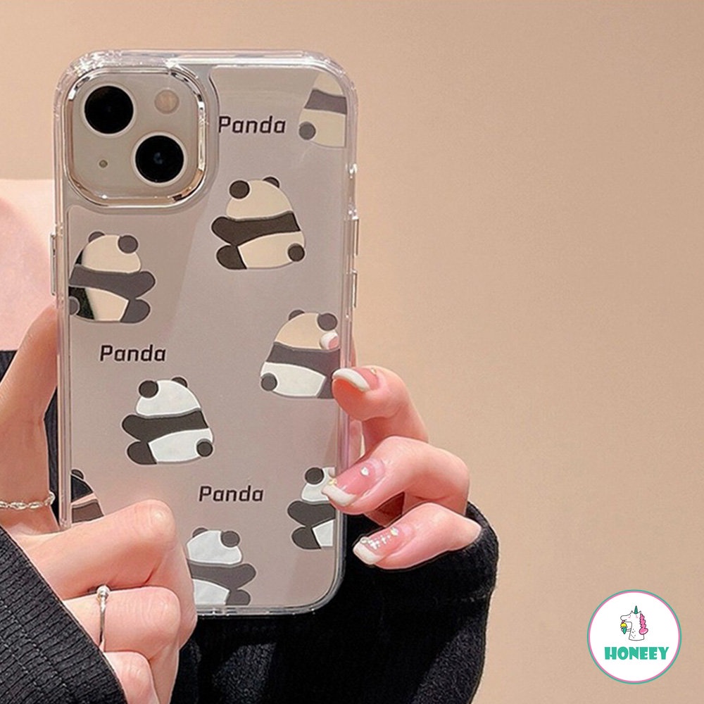 Casing Ponsel Cermin Rias Panda Lucu Untuk iPhone 14 Pro Max13 12 Pro Max11 Lovely Women Cover Stylish Silikon Pelindung Funda