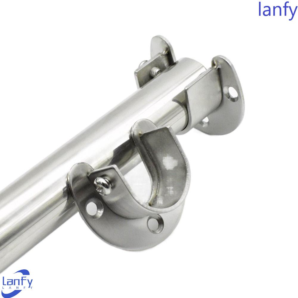 Lanfy Rod Holder Silver 1Pcs Braket Lemari Heavy Duty Menebal Flange Rod Holder