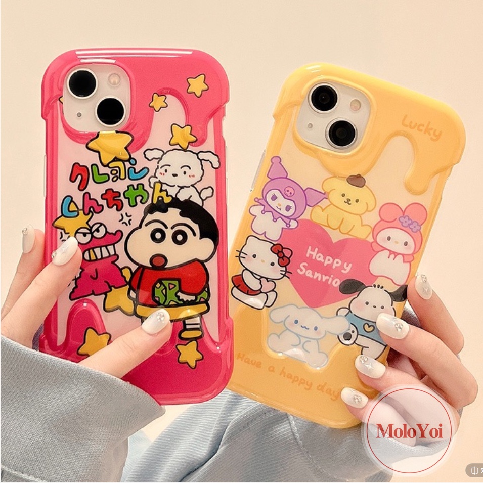 Casing Pochacco Kuromi Hello Kitty Kartun Crayon Shin-chan Lucu Kompatibel Untuk IPhone 7Plus XR XS X Max 8Plus 11 14 12 13 Pro Max 8 7 Plus SE 2020 Korean 3D Ice Cream Soft Cover