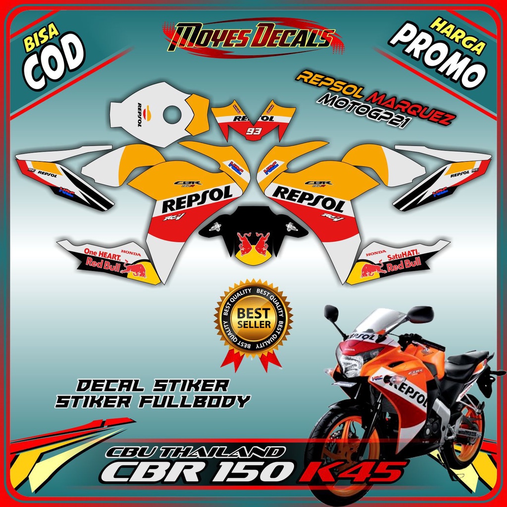 Decal CBR 150 CBU Thailand Decal CBR 150 K45 Decal CBR 150 Repsol Stiker CBR 150R Sticker CBR 150 Th