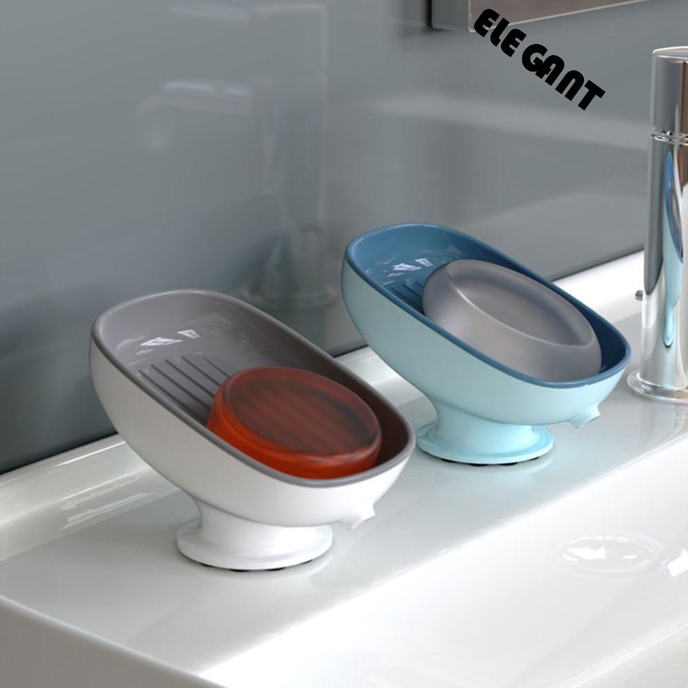 [Elegan] Sabun Cuci Piring Kamar Mandi Toilet Suction Cup Free Standing Shower Self-draining Soap Box