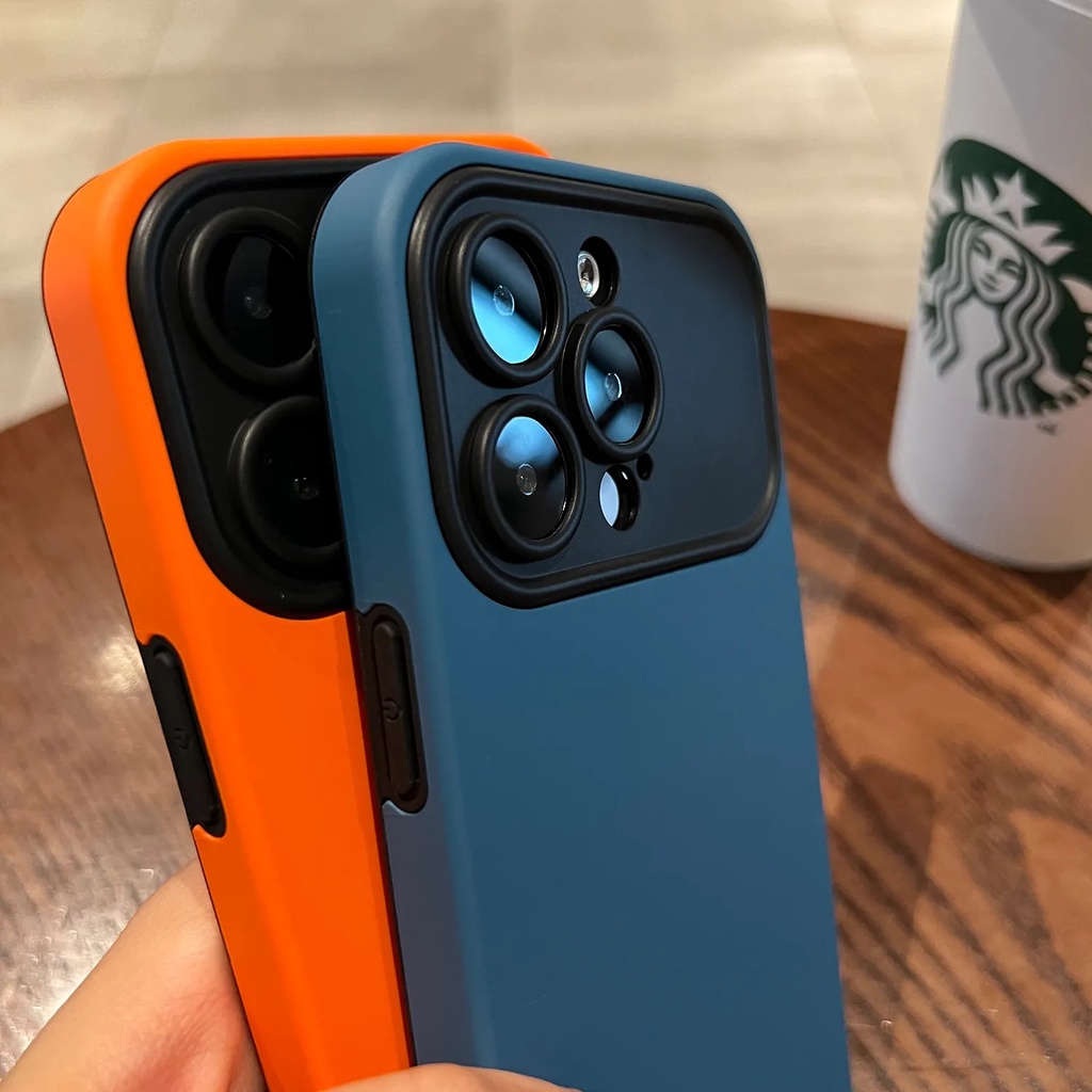 Silikon Casing Ponsel iPhone 14 Pro Max11 12 13 Pro Max X XS XR Xsmax14 plus Shockproof Dan anti-drop Pelindung Orange case