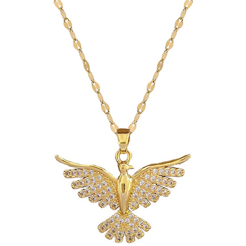 Kadar Tinggi Baru Indah Fashion Wanita Korea Zirkon Phoenix LiontinEmas Asli Kadar 375 Kalung Hadiah Pacar XL-23029