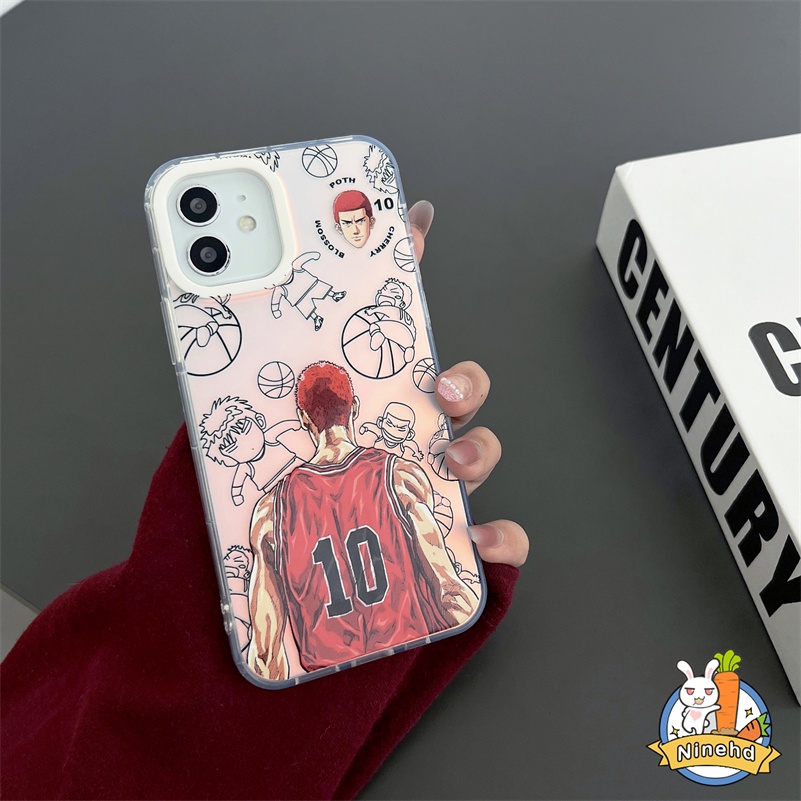 IPHONE Casing Kompatibel Untuk Iphone14 13 12 11 Pro Max X Xr Xs Max8 7 Plus SE Sakuragi Hanamichi Slam Dunk Casing Ponsel Transparan Laser Silikon Soft Case Frosted Jatuh Perlindungan Cover