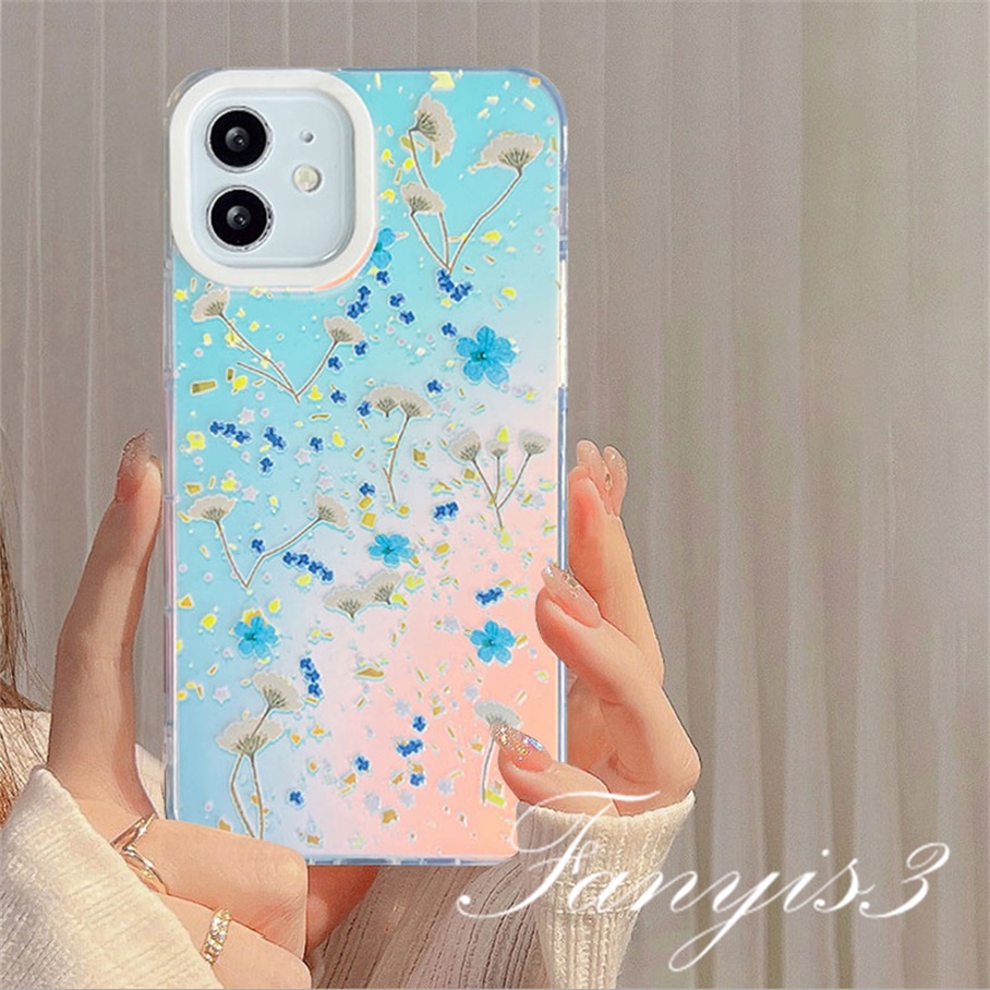 Compatible For IPhone 14 13 12 11 Pro Max X XR Xs Max 8 7 Plus SE 2020 Kompatibel Untuk Layar Penuh Dandelion IMD Laser Gradiasi Ponsel Case TPU Lembut Shockproof Cover Pelindung