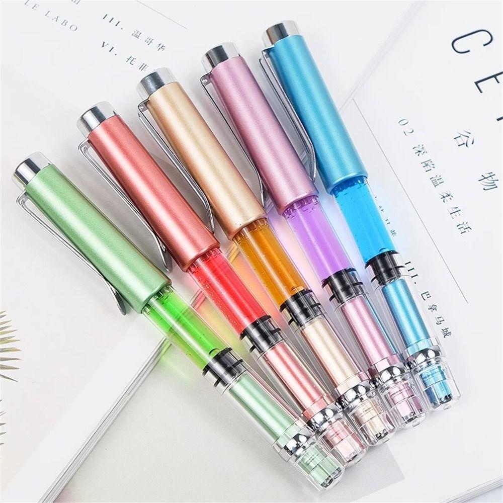 Lanfy Fountain Pen Perlengkapan Sekolah Lukisan EF Nib Transparan 0.38mm Pena Tulisan Kapasitas Besar