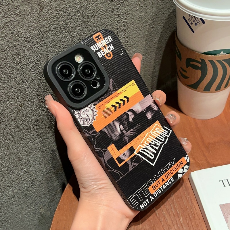 Untuk iPhone Case14 13 12 11 Pro Max X XR XS Max7 8 Plus Retro Tekstur Vertikal Pelindung Kulit Soft case