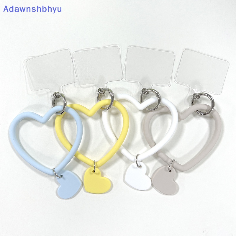 Adhyu Universal Tali Cincin Gantung Silicone Wrist Ring Untuk Phone Case Berbentuk Hati Gelang Silikon Gelang Gantungan Kunci Anti-Lost Lanyard Big Ring Keychain Jewelry ID