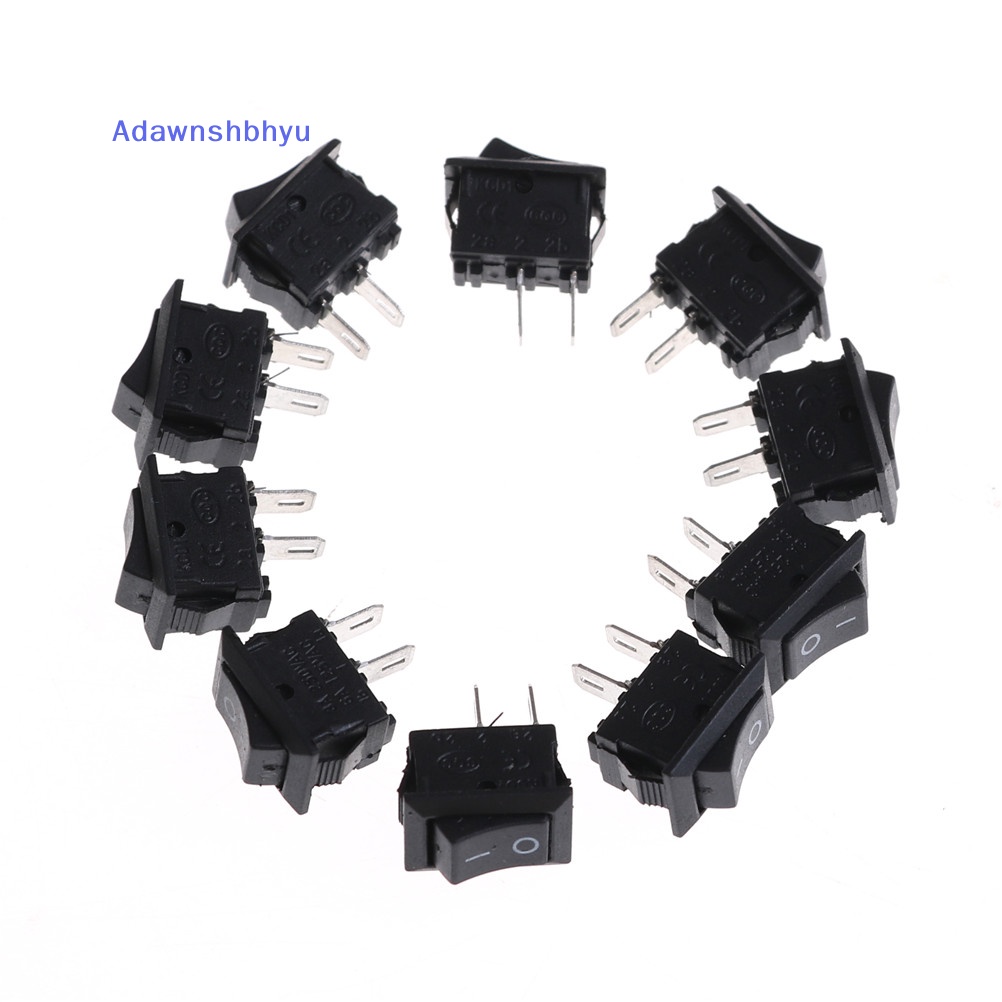 Adhyu 10Pcs 10*15MM Rocker Switch Hitam Kecil KCD1-11 250VAC/3A 6A 125V AC 2P Saklar ID