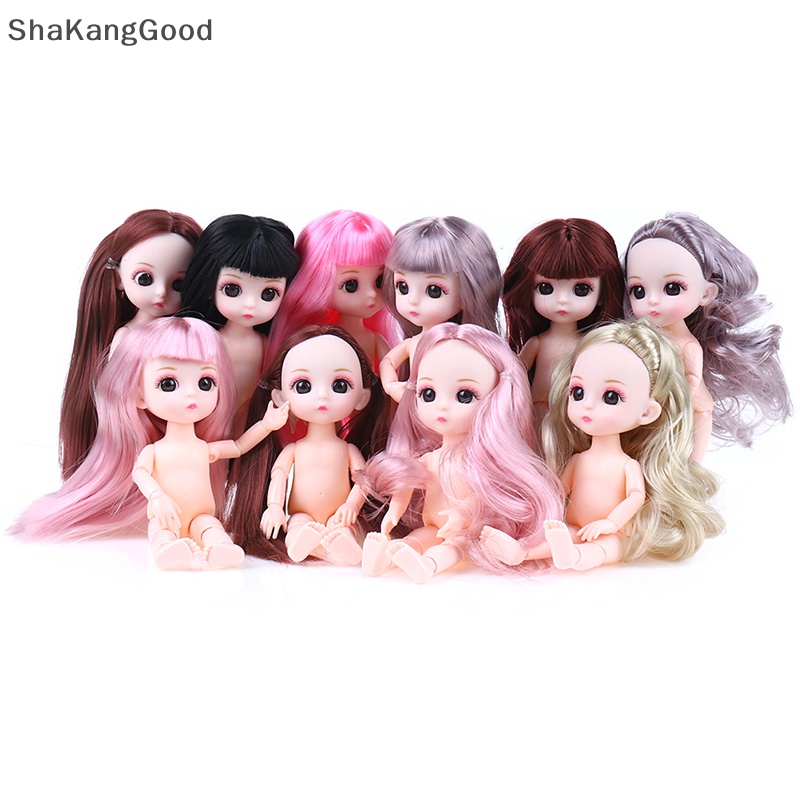 Selip 16cm Boneka Lucu Mini 13memotong Bersambung Baby Doll Pink Perak Rambut Telanjang Tubuh  Skk