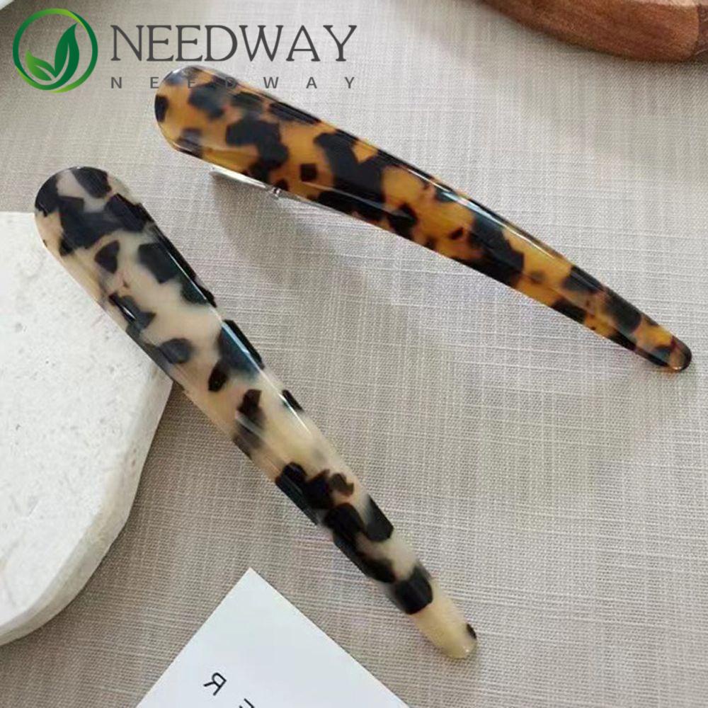 Needway  Klip Duckbill Wanita Elegan Simple Ponytail Clip Untuk Anak Perempuan Hair Claw Leopard Jepit Rambut Besar