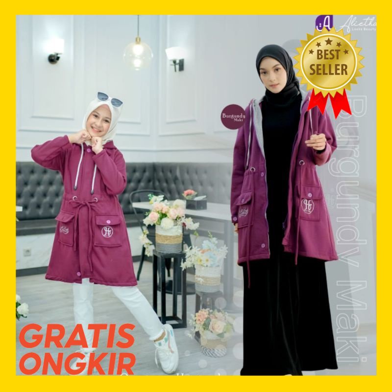 JAKET OVERSIZE ORI / Jaket Outer Hijab Alietha | Jaket hijab panjang Muslimah | Jacket alietha tebal