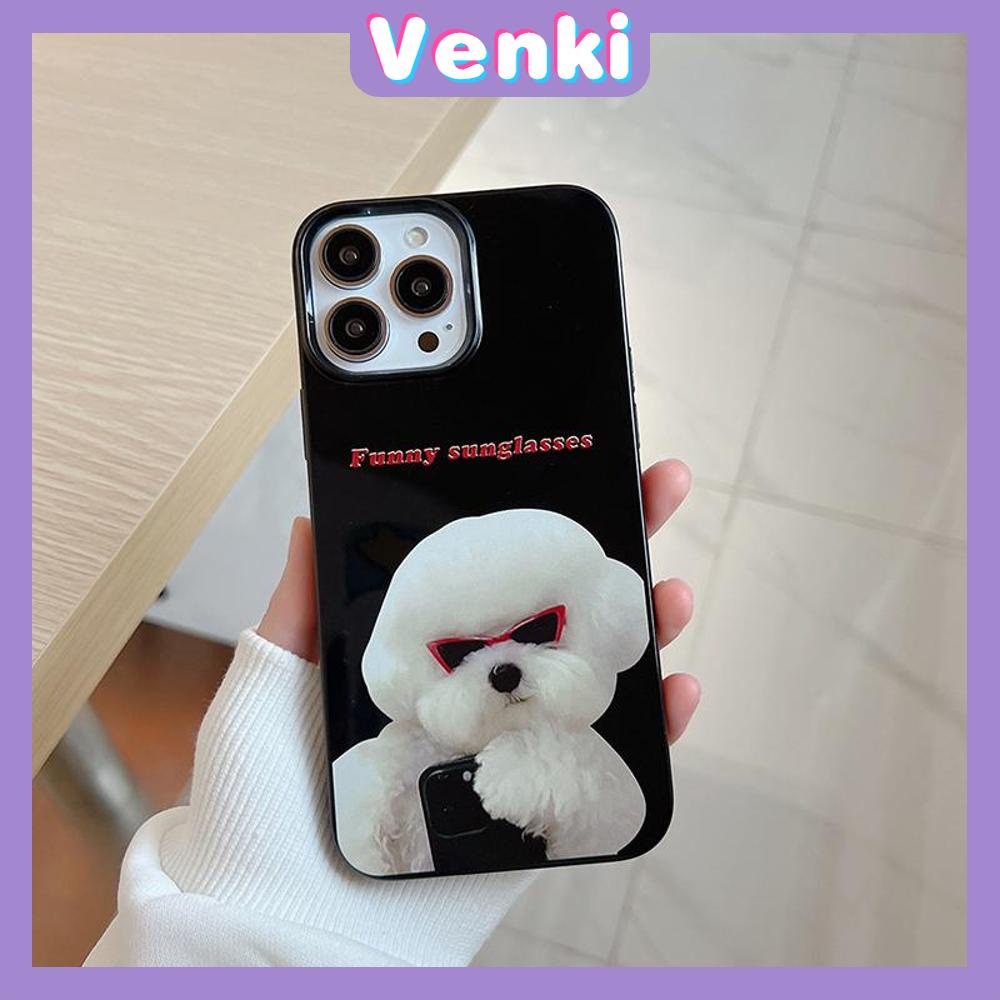 VENKI - For iPhone 11 iPhone Case Black Glossy TPU Soft Case Shockproof Protection Camera Cute Sunglasses Dog Compatible with iPhone 14 13 Pro max 12 Pro Max xr xs max 7Plus 8Plus