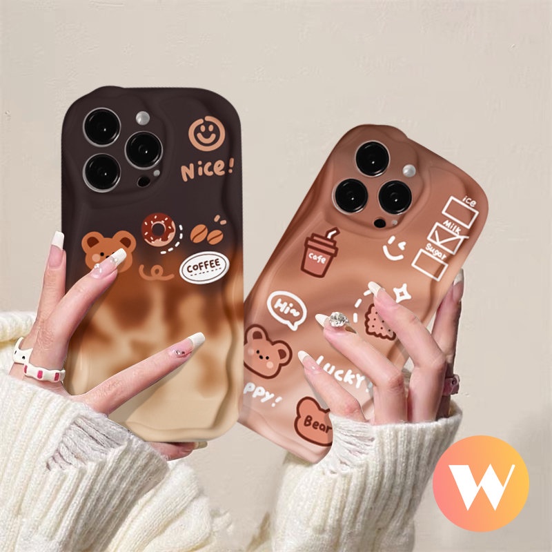 Casing Tpu Lembut 3D Wavy Curved Edge Smiley Gradient Cute Bear Untuk Vivo Y15 Y33s Y91C Y11 Y15s Y30 Y15A Y35 Y12 Y20 Y16 Y17 Y22s Y22 Y31 Y91 Y95 Y12s Y20i Y51A Y21s Y21 Y12i Y02 Y51