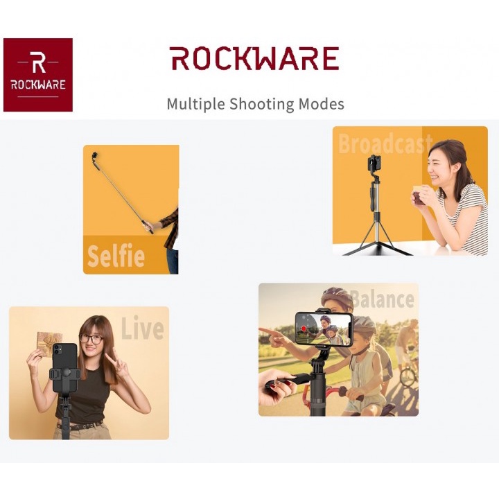 17 ROCKWARE RW-L05 - Tripod Tongsis Selfie Stick Hand-held Stabilizer