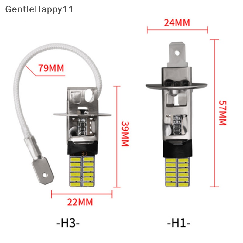 Gentlehappy 2PCS H3 H1 Bohlam LED Untuk Lampu Kabut 24 SMD Putih 12V LED Fog Light Running Lamp id