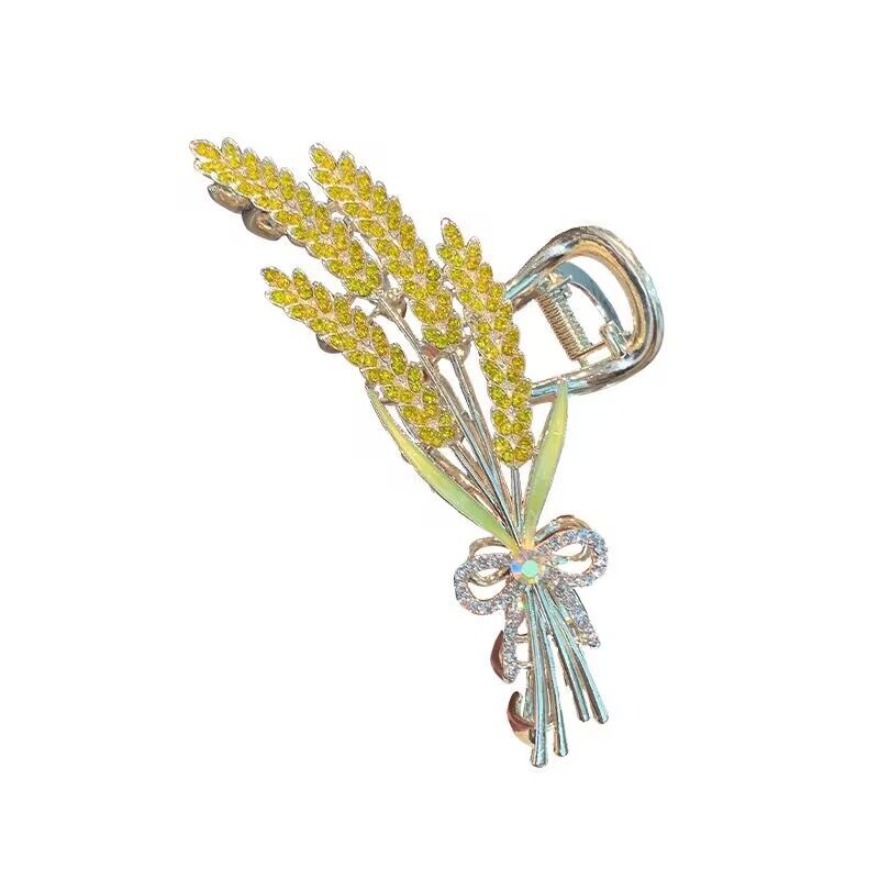 Alloy Shine Bling Yellow Wheat Hair Clip Hair Pin Untuk Wanita Perempuan Ekstensi Rambut Penjepit Aksesori Rambut