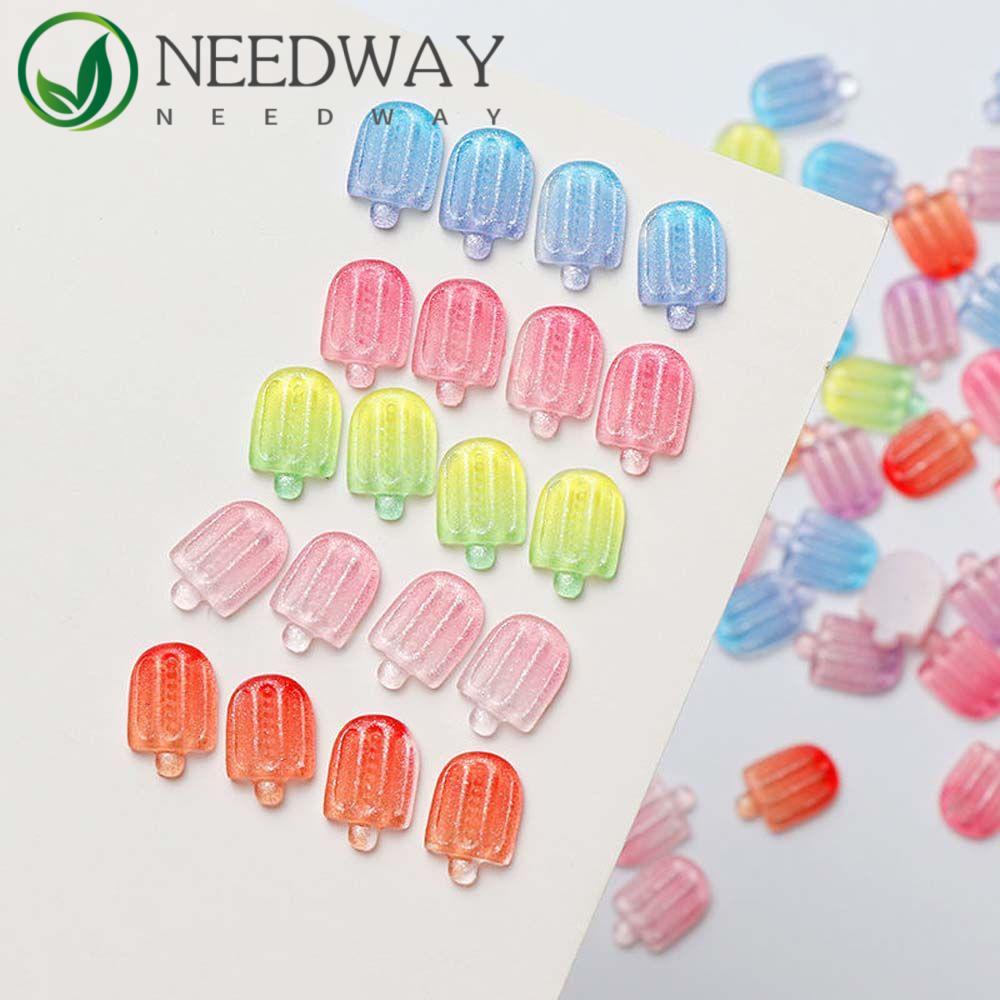 Needway   Es Krim Dekorasi Kuku Transparan 20pcs/lot Ice Cream 3D Kristal Nail Charms