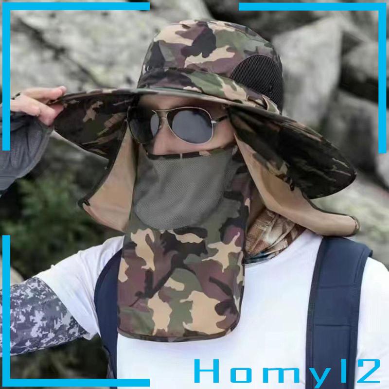 [HOMYL2] Dengan Penutup Flap Leher Yang Dapat Dilepas Pantai Backpacking Topi Memancing Unisex