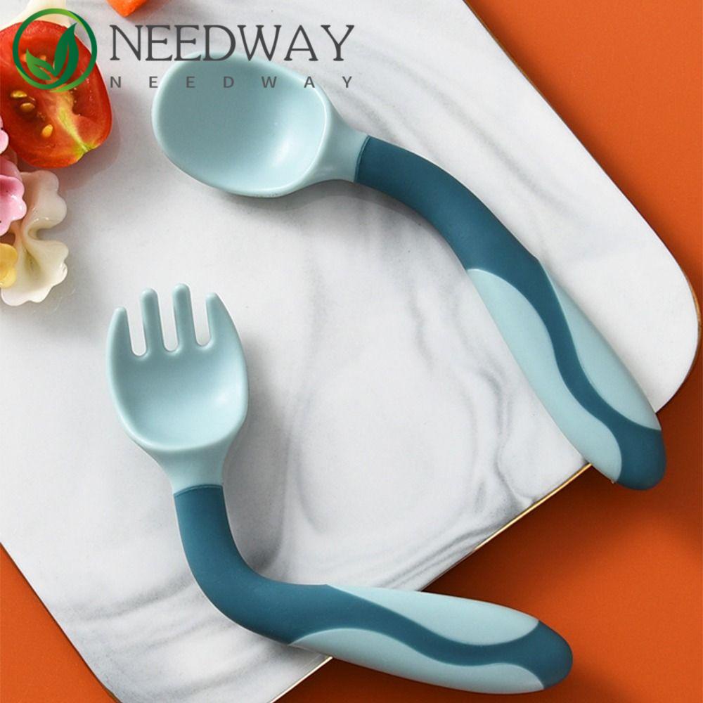 Needway   Sendok Garpu Bayi Set Lembut Praktis Lucu Makan Alat Training Silikon Makan Anak Product Tableware