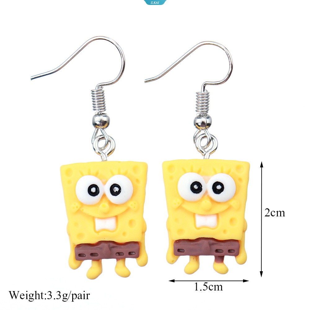 Kawaii Aksesoris SpongeBob SquarePants Patrick Star Kartun Gadis Sederhana Jantung Anting Kecantikan Liontin Hadiah Untuk Pacar [ZK]