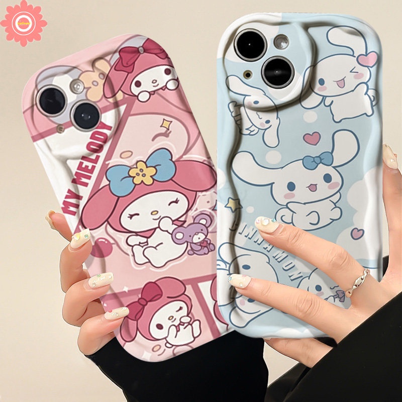 IPHONE Casing Kartun Indah Tepi Melengkung Bergelombang 3D Baru Kompatibel Untuk Iphone14 11 13 12 Pro Max XR X XS Max 7Plus 8Plus 6 6s 7 8 Plus SE 2020 Melody Lucu Pochacco Soft Tpu Case