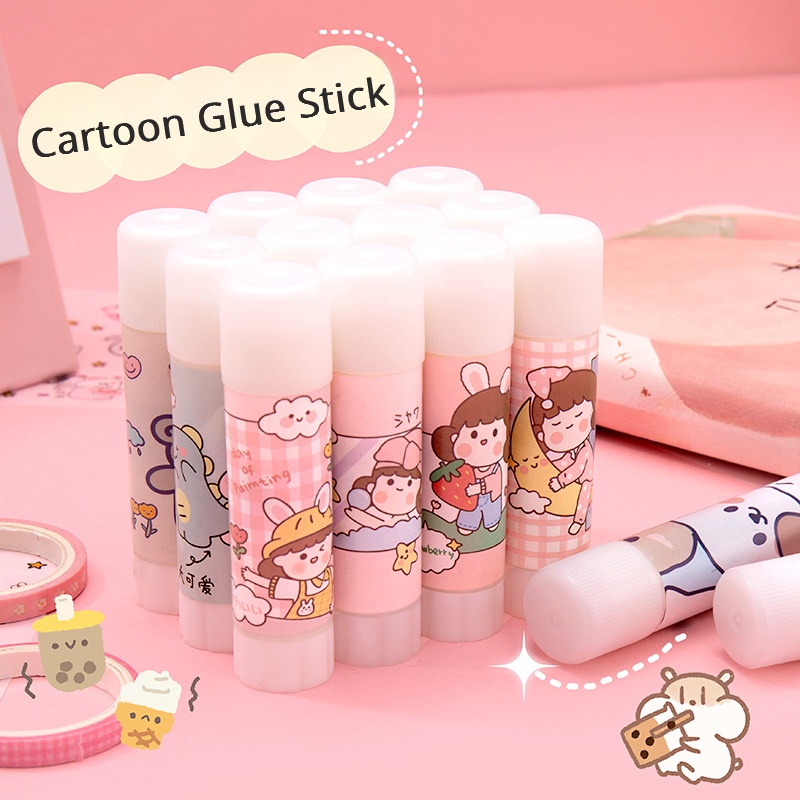 Lem Stik Kartun Lucu/Lem Stick Handmade DIY Anak Viskositas Tinggi/Lem Padat Murid Tk/Alat Tulis Belajar Perlengkapan Kantor