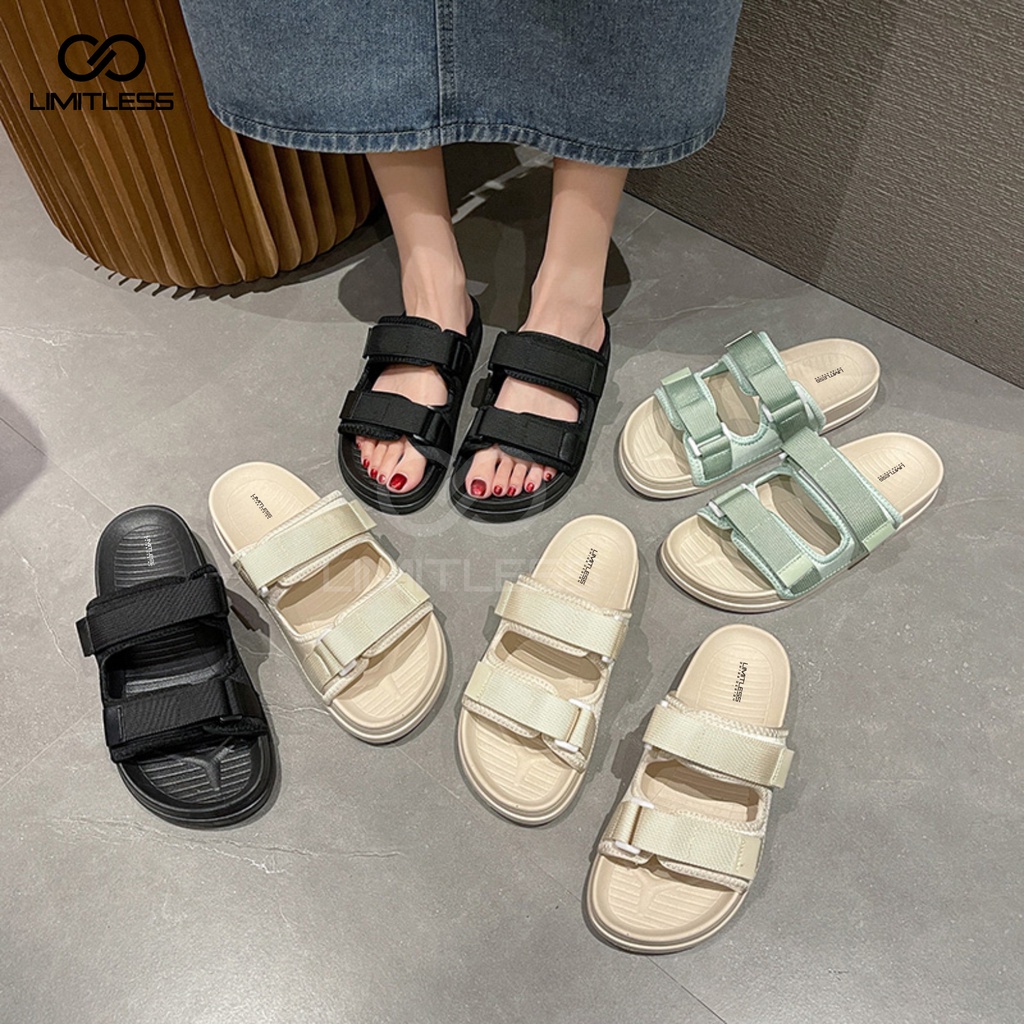 Sandal Strap Dua Wanita Dewasa Sendal Slip On Cewek Kekinian Sandal Outdoor Wanita Terbaru 2023