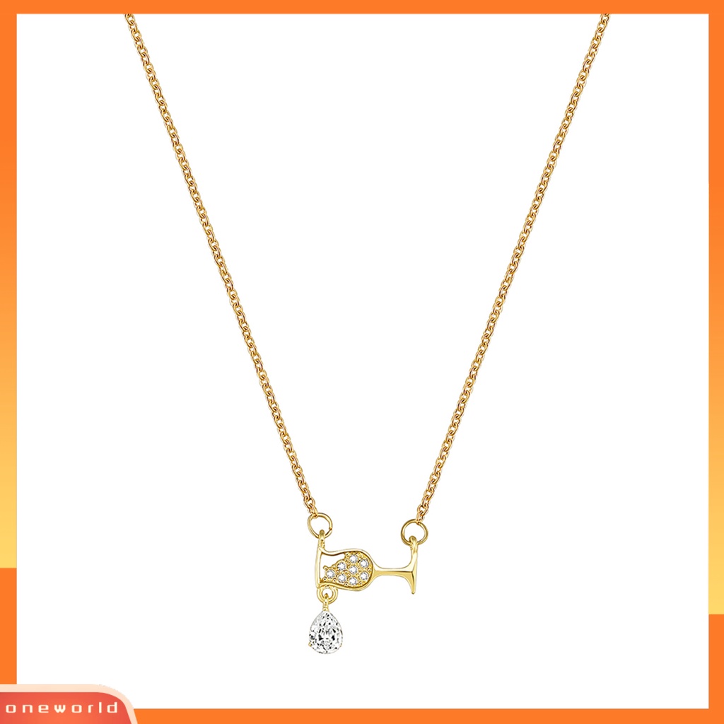 [ONE] Wanita Kalung Shiny Indah Elegan Menawan Mata-catching Alloy Gelas Anggur Berlian Imitasi Liontin Kalung Perlengkapan Pesta