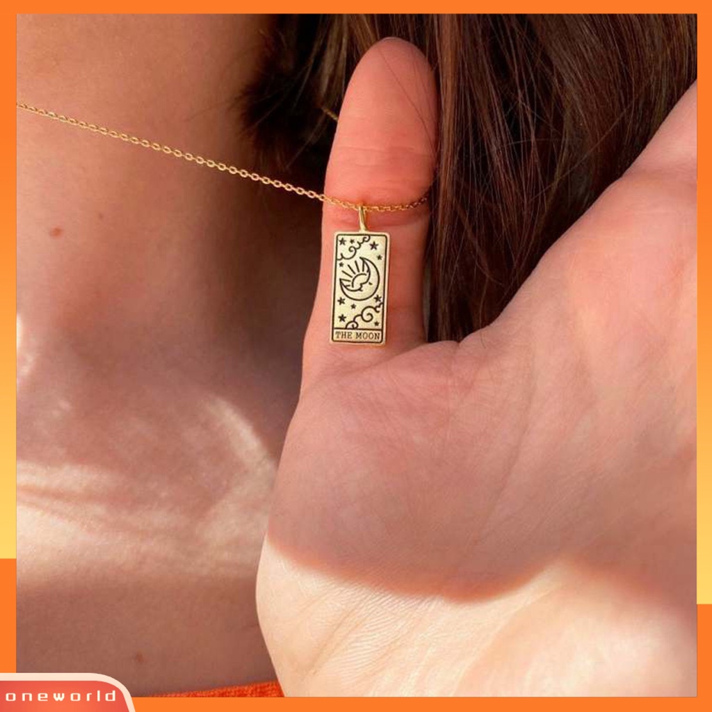 [ONE] Kalung Indah Rantai Leher Unisex Bentuk Tarot Alloy Adjustable Untuk Penggunaan Sehari-Hari