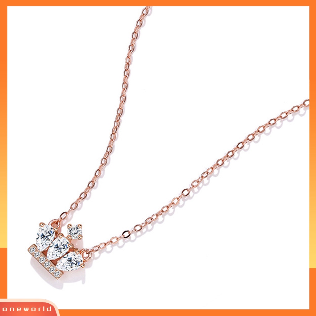 [ONE] Silverhoo Wanita Kalung Mahkota Cubic Zirconia Perhiasan Indah Semua Pertandingan Telinga Giwang Gelang Bangle Hadiah Perempuan
