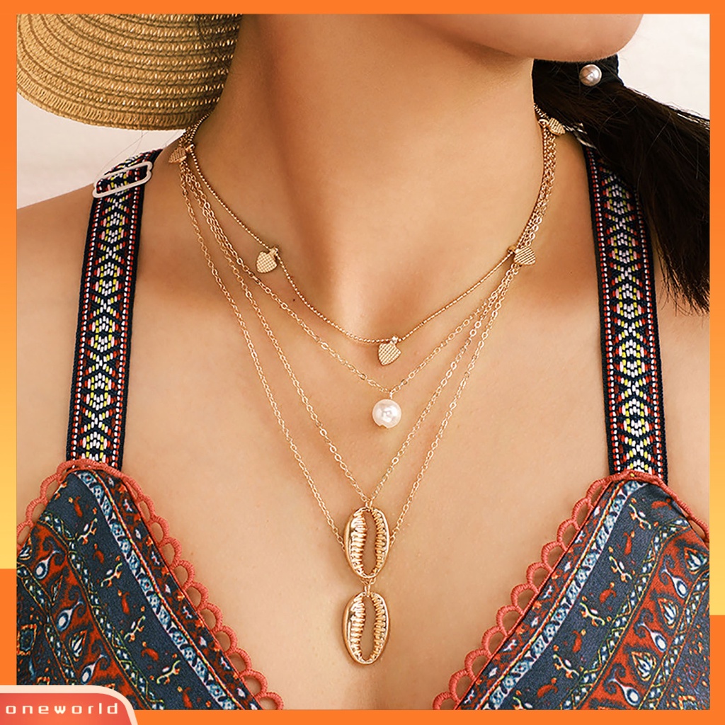 [ONE] Kalung Wanita Multi-layer Gaya Etnik Semua Cocok Pengerjaan Yang Baik Women Pendant Untuk Hadiah