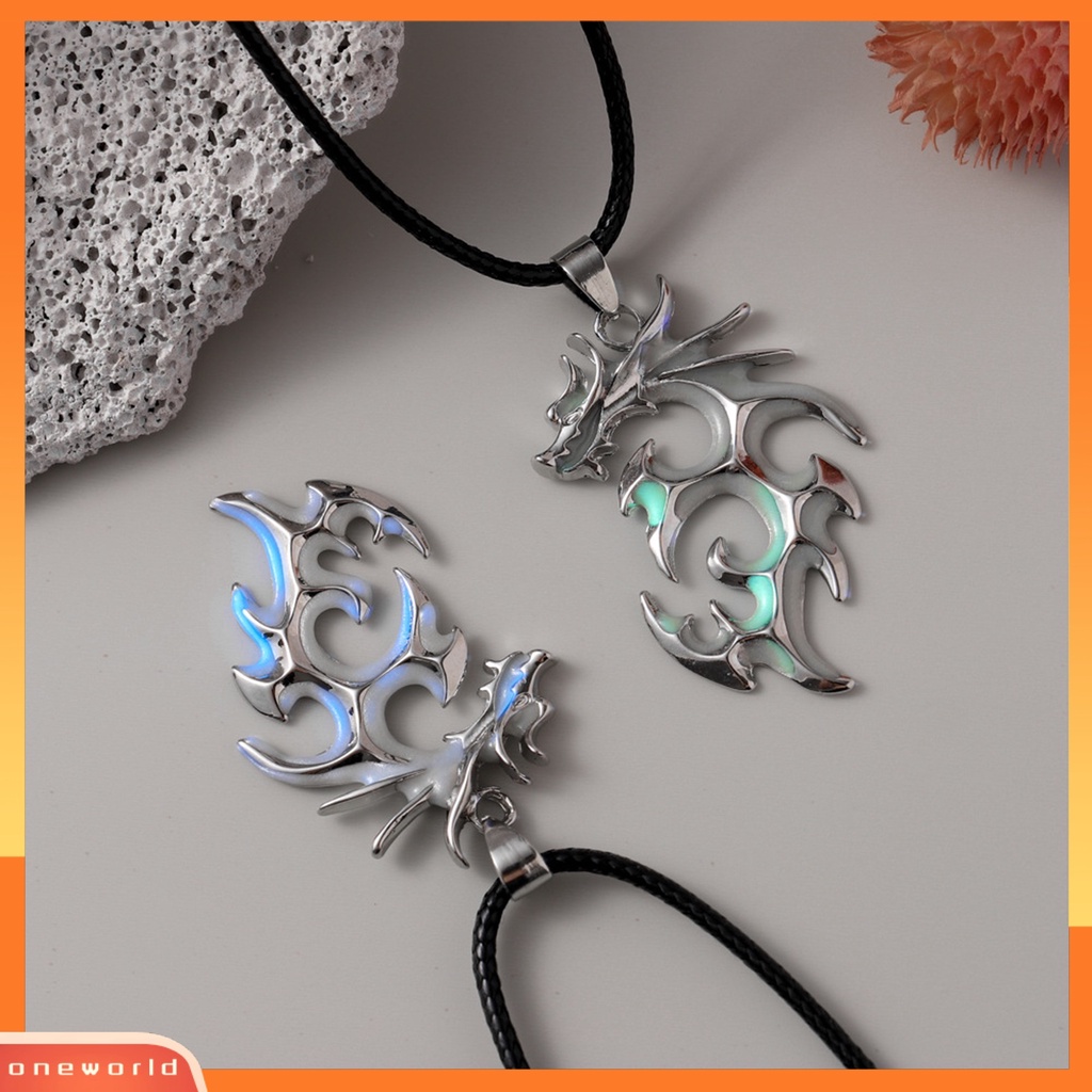 [ONE] Pendant Necklace Noctilucent Kalung Naga Neon Perak Alloy Nyaman Untuk Hadiah