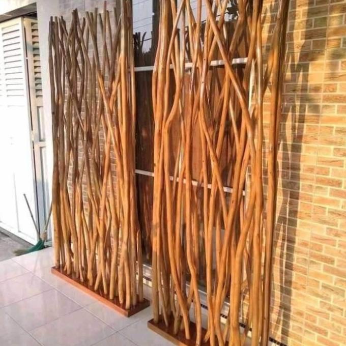 Partisi Penyekat Ruangan Ranting Kayu Jati Sketsel Driftwood