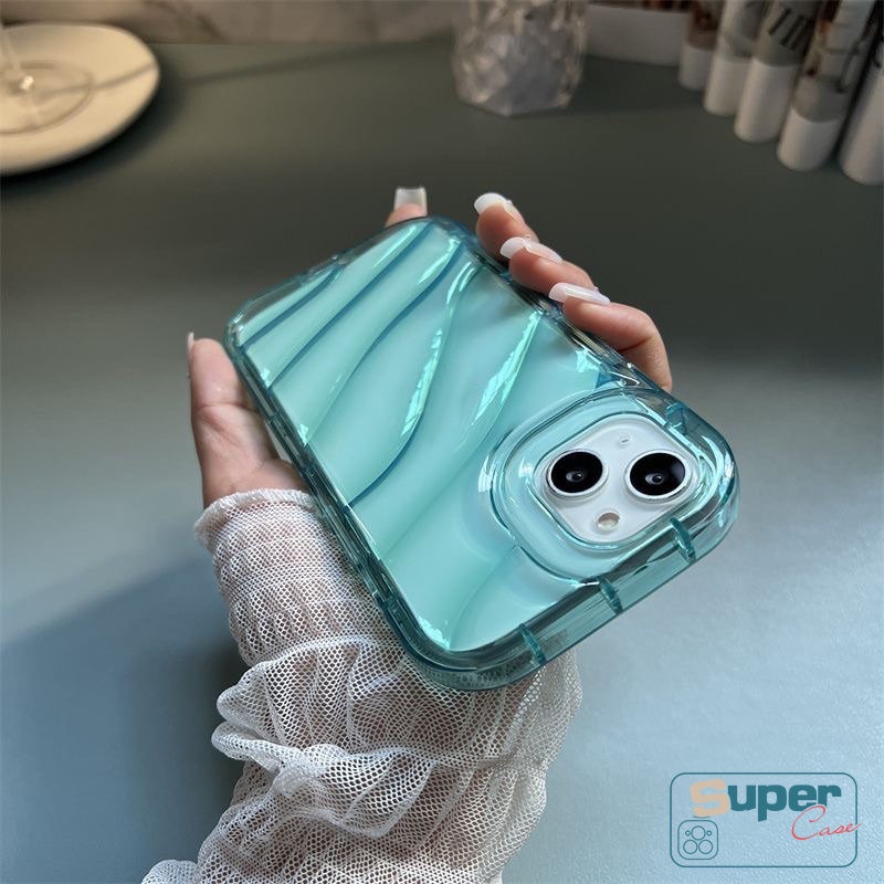 Casing Ponsel Macaron Warna Kompatibel Untuk IPhone 7Plus 11 13 XR 14 12 Pro MAX X XS Max7 8 6 6S Plus SE 2020 Mewah Simple 3D Stereo Kreatif Pola Bergelombang Bening Soft Cover