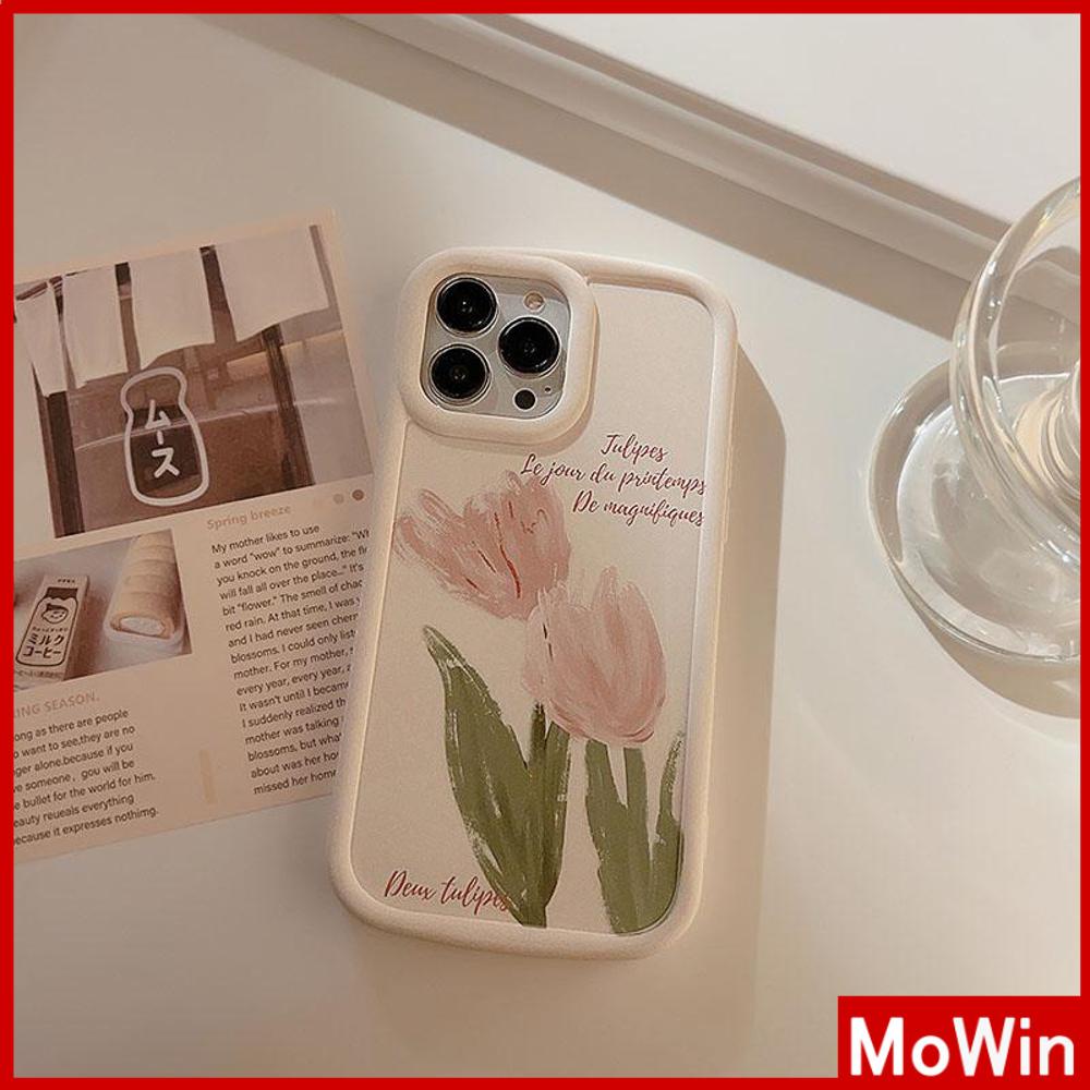 Case iPhone 11 iPhone Case Matte TPU Soft Case Beige Shockproof Protection Camera Simple Romantic Tulip Kompatibel dengan iPhone 13 Pro max 12 Pro Max 11 xr xs max 7Plus 8Plus